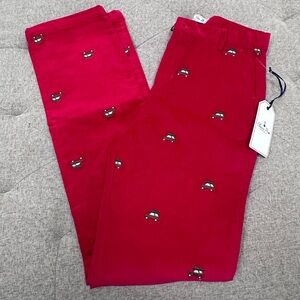 NWT CLASSIC PREP GAVIN PANT SIZE 14 red corduroy woody embroidered Christmas